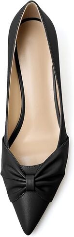 Mettesally Womens Kitten Heel Pumps Pointed Toe Mid Heels Bow Tie Comfort Slip On Heeled Shoes for Wedding Party Office in Saudi Arabia