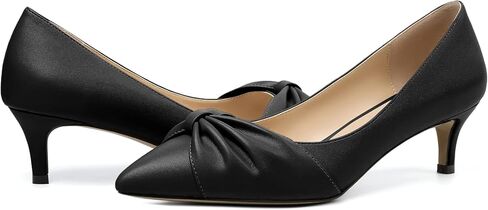 Mettesally Womens Kitten Heel Pumps Pointed Toe Mid Heels Bow Tie Comfort Slip On Heeled Shoes for Wedding Party Office in Saudi Arabia