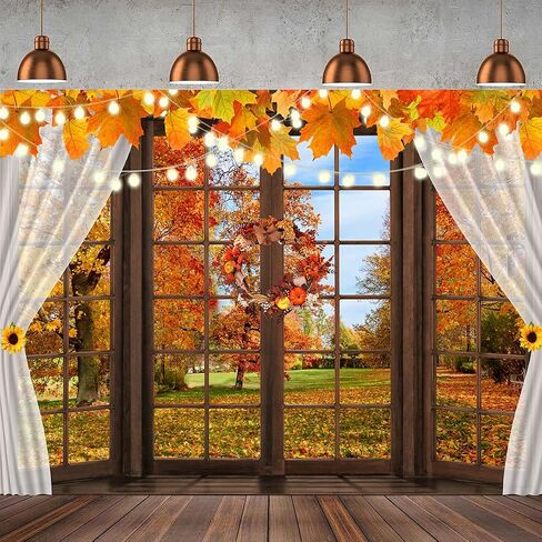 8x6ft Fall Thanksgiving Photography Backdrop Autumn Pumpkin Harvest Barn Background Maple Leaves Rustic Wooden Door Backdrops for Portrait Photoshoot Photo Studio ZW-037 in Saudi Arabia