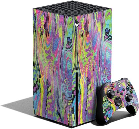 Carbon Fiber Gaming Skin Compatible with Xbox Series X Bundle - Papercraft Cyan - Premium 3M Vinyl Protective Wrap Decal Cover - Easy to Apply | Crafted in The USA by MightySkins in Saudi Arabia