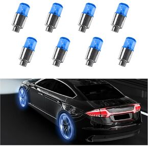 8 PCS LED Tire Valve Stem Cap Lights, Waterproof Motion Tyre Spoke Lights for Wheel Decoration, Cool Modify Neon Valve Wheel Light Assemble, Universal Motorcycle Accessories (Green)