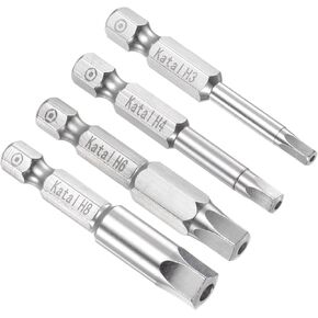 Magnetic Pentagon Bits, H3-H8 Head 1/4" Hex Shank 2" Length, S2 Steel 5 Point Tamper Proof Screwdriver Bits - (Applications: for Electric Screwdrivers), 4-Pieces