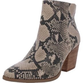 Womens Eryn Block Heel Boot Snake Print Pointed Toe
