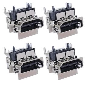 4Pcs HDMI Port Socket HDMI Port Socket Plug Jack Interface Compatible with X-One Slim Connector Replacement