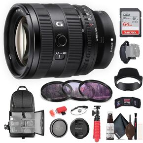 Sony FE 20-70mm f/4 G Lens E Mount (SEL2070G) + 64GB Memory Card + Filter Kit + Backpack + Flexible Tripod + Cap Keeper + Cleaning Kit + Memory Card Wallet + Card Reader + Hand Grip Strap