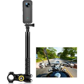 Motorcycle Bicycle Selfie Stick, Motorcycle Camera Handlebar Mount for Third Person View Motorcycle Accessories for GoPro Hero 12/11/10/9/8 /Insta360 X4 X3