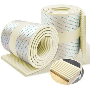 Baby Proofing Edge Corner Protector, 2 Packs 6.56ft Edge Guards for Baby with Self-Adhesive, 7.9in Wide Soft Seat Edge Cushion Padding for Furniture Desk Corner Edge Guard Bumper (Beige)
