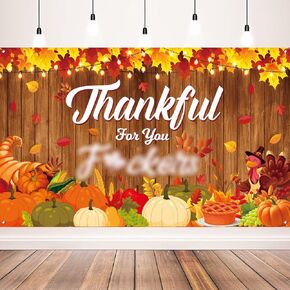 Friendsgiving Party Decoration Large Size Wooden Friendsgiving Pumkin Party Banner for Friendsgiving Decorations Supplies, 71x43 Inch