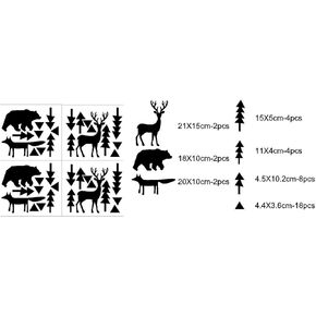 Bear Fox Deer Tree Wall Art Decor Stickers,Baby Nursery Wall Décor,40pcs DIY Vinyl Decals JW591 (Black)