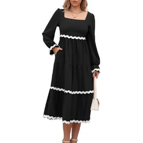Women Summer Dresses Spaghetti Straps Sleeveless Backless Flowy A Line Maxi Sundress Smocked Beach Tank Midi Dress