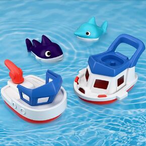 iPlay, iLearn Baby Boat Bath Toy, Toddler Bathtub Shower Toys Set W/ Wind up Boat, Water Can Ship & Floating Fish, Kid Fun Bathtime Water Play, Christmas Birthday Gift 18Month, 2 3 4 Year Old Boy Girl