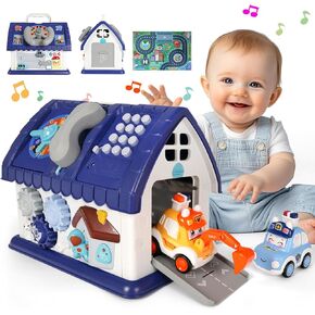 Toys for 1+ Year Old Boy, 8 in 1 Sensory Toys for Toddlers 1-3, Early Educational Learning Toy for Birthday, Baby Toys 12-18 Months with Music/Lights/Sound/Clock/Car and Map/Telephone