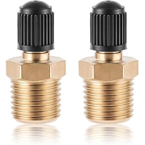 2pcs Schrader Valve, 1/4'' Tank Valve Brass Tank Valve Male Threads Standard Valve Core Using with Air Compressor Tanks with Sealing Caps
