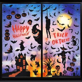 Halloween Decorations 165 PCS, 8 Sheets Bloody Handprint Footprint Halloween Wall Decal Floor Window Clings,10 Sheets Wound Tattoo Stickers, Scary Halloween Party Decorations Window Stickers
