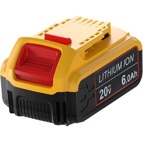 20V 6.0Ah Battery for Dewalt - for DCB200 DCB206 DCB207 DCB201 DCB203 DCB204 DCD DCF DCG DCS Series Tools, 20Volt 6000mAh Lithium-Ion Batteries Bateria for Cordless Power Tool (1Pack)