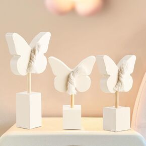 3PCS Wooden Nursery Decor for Baby,Nursery Shelf Decor for Girls Boys,Cute Butterfly Boho Nursery Decor Set,Boho Shelf Decor for Bedroom Playroom Gifts