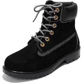 Cape Robbin Cow Suede Leather Slip-Resistant Ankle Boots Womens - Lace-Up Combat Boots - Water-Resistant Fall Moto Boots, Womens Winter Combat Boots (Alecia.A)