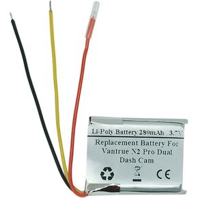 280mAh 3.7V Replacement Battery Compatible with Vantru e N2 Pro Dual Dash Cam