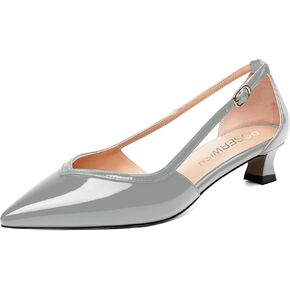 ROSERWISH Womens Fashion Buckle Wedding Party Pointed Toe Patent Kitten Low Heel Pumps Dress Shoes 1.5 Inch