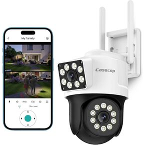 Camera Security Outdoor, 4K Dual Lens, Human Auto Tracking, Color Night, 2-Way Talk, Alarm, IP68 Waterproof 5G& 2.4GHz WiFi Camera, with 32GB SD Card No Monthly Fee, for Home Security