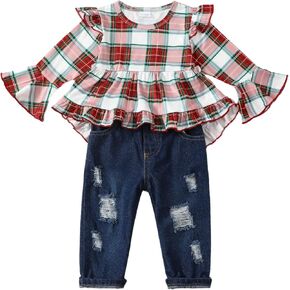 Baby Girl Clothes Toddler Girl Jeans Outfits Ruffle Shirt Denim Pants Girls Clothing Set Fall Winter Outfit