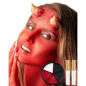 Libima Prosthetics Devil Horns Mens Women Halloween Demon Horns Cosplay Halloween Costume Horns Goat Horns Cosplay Halloween Latex Prosthetic Set with Face Paint and Makeup Adhesive Glue(Large)
