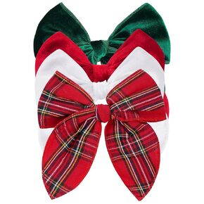 4 PCS Christmas Hair Bows, Christmas Fable Bows for Girls and Velvet Plaid Bow Hair Clips for Little Girls