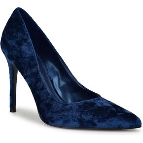 Nine West Women's Fresh Pump, Dark Blue Velvet 400, 10