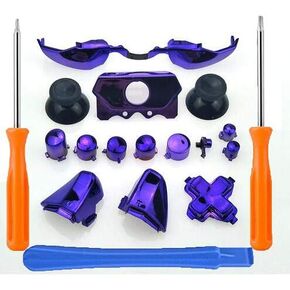 Full Set Chrome Dpad Triggers Buttons RT LT RB LB Button ABXY Buttons with Thumbstick for Xbox One Elite Xbox One E Controller Replacement with T6 T8 Screwdriver (Purple)