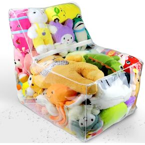 Clear Stuffed Animal Bean Bag Chair Cover for Kids, Waterproof Large Stuffable Beanbag Chair Cover, Creative PVC Plush Toys Storage, for Organizing Toddler & Children Rooms Soft Stuff Animal