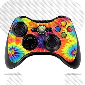 MightySkins Carbon Fiber Skin for Microsoft Xbox 360 Controller - Rainbow Waves | Protective, Durable Textured Carbon Fiber Finish | Easy to Apply, Remove, and Change Styles | Made in The USA
