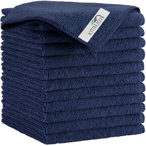 Kitinjoy 12 Pack Microfiber Cleaning Cloth(12 x 12 Inches, Black), Ultra Soft and Absorbent Cleaning Rags, Reusable and Non-Linting dust Removal Cleaning Cloths for Car, House, Kitchen