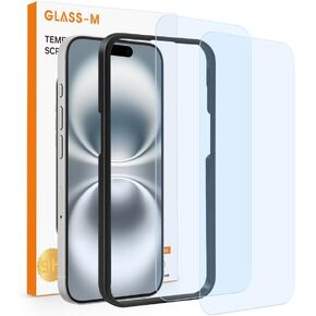 GLASS-M [2 Pack] Anti-Blue Light Screen Protector for iPhone 16 Pro, 9H Hardness Blue Light Blocking Tempered Glass, No Bubble Installation Anti Fingerprint