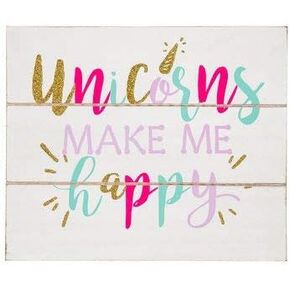 Unicorns Make Me Happy Wood Wall Decoration Girls Boys Room Kids Decor Gift Room Cake Decor