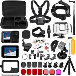 Accessories for GoPro Hero 13 Black, Waterproof Protective Cover Housing Bike Mount Selfie Stick, Accessory Set for GoPro Hero 13