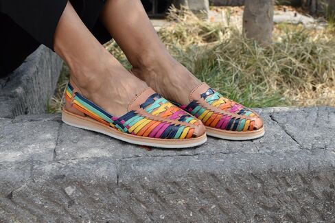Macarena Collection Womens Shoes Leather Sandal Flat for Women | Huarache Handmade Mexican Sandals | Comfortable & Stylish Womens Sandals 3050 in Saudi Arabia