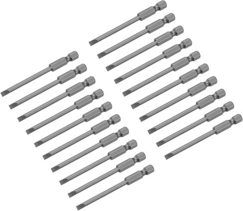 uxcell 20 Pcs Slotted Screwdriver Bits 4mm 3" Length 1/4" Hex Shank Magnetic Flat Head Drive Bit Holder for Power Screwdriver Drill Impact Driver in Saudi Arabia