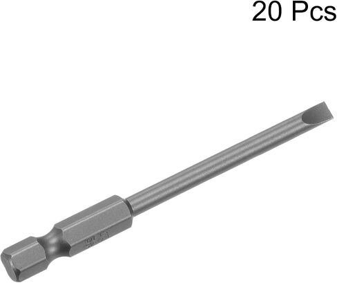 uxcell 20 Pcs Slotted Screwdriver Bits 4mm 3" Length 1/4" Hex Shank Magnetic Flat Head Drive Bit Holder for Power Screwdriver Drill Impact Driver in Saudi Arabia