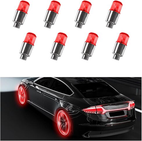 8 PCS LED Tire Valve Stem Cap Lights, Waterproof Motion Tyre Spoke Lights for Wheel Decoration, Cool Modify Neon Valve Wheel Light Assemble, Universal Motorcycle Accessories (Green) in Saudi Arabia