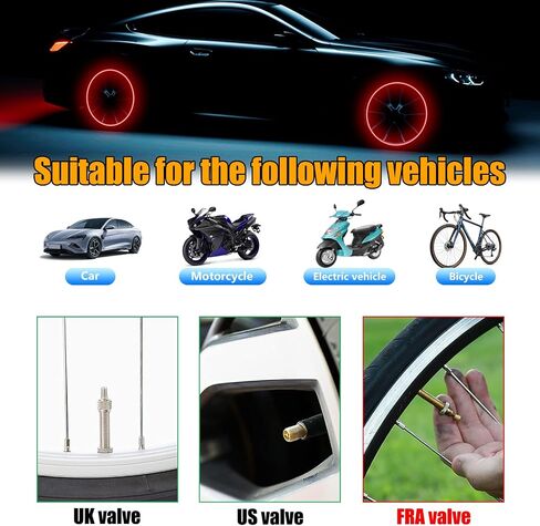 8 PCS LED Tire Valve Stem Cap Lights, Waterproof Motion Tyre Spoke Lights for Wheel Decoration, Cool Modify Neon Valve Wheel Light Assemble, Universal Motorcycle Accessories (Green) in Saudi Arabia