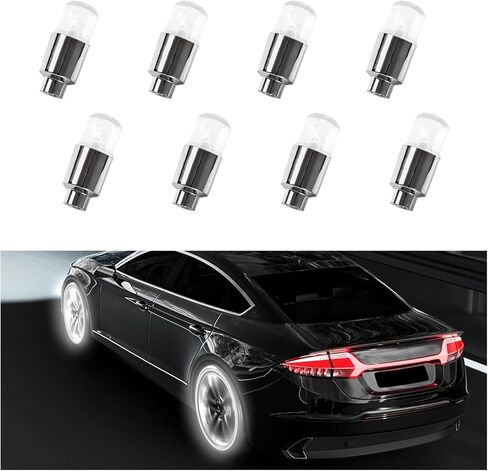 8 PCS LED Tire Valve Stem Cap Lights, Waterproof Motion Tyre Spoke Lights for Wheel Decoration, Cool Modify Neon Valve Wheel Light Assemble, Universal Motorcycle Accessories (Green) in Saudi Arabia