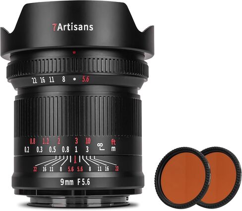 7artisans 9mm F5.6 Full Frame 132°Wide-Angle Lens Nearly Zero Distortion 0.2m Minimum Focusing Distance Compatible for EOS-R RED EOS-R3 EOS-R5 EOS-R6 EOS-RP(34mmND64 and ND1000 Rear Filter) in Kuwait