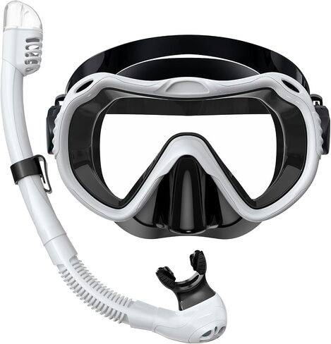 Snorkeling Gear for Adults, Snorkel Mask Set 180° Panoramic View Snorkel Gear, 100% Food-Grade Silicone Anti-Fog Anti-Leak Dry Top Diving Mask for Snorkeling Swimming Scuba Diving in Saudi Arabia