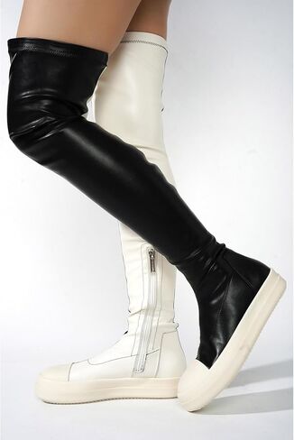 أحذية طويلة للركبة من Cape Robbin Twotone فوق الركبة للنساء - أحذية عالية الفخذ للنساء - أحذية طويلة للنساء حتى الركبة، أحذية رياضية طويلة (كريستا) in Kuwait