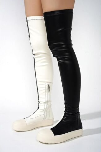 أحذية طويلة للركبة من Cape Robbin Twotone فوق الركبة للنساء - أحذية عالية الفخذ للنساء - أحذية طويلة للنساء حتى الركبة، أحذية رياضية طويلة (كريستا) in Kuwait