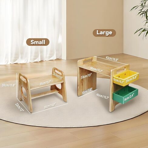 Montessori Table and Chair Set, Made from Natural Wood Not Plywood, Round Smooth Edges, Not The Sharp Square Edges Seen on Others, Painting or Art Table and Chair for Toddler Ages 1-3 in Saudi Arabia