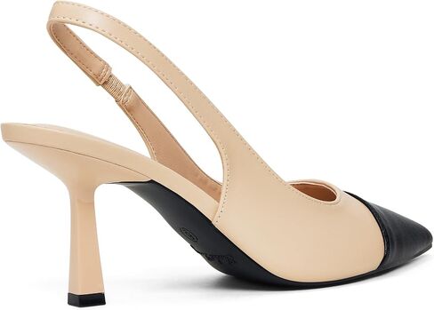 إليزابيت تانغ المرأة Slingback كعب هريرة، 3 بوصة مثير أشار مغلق اصبع القدم خنجر مضخة Slingback الكعوب للنساء الانزلاق على حزام مرن حفل زفاف اللباس الصنادل أحذية سوداء عارية حجم حجم 8 in Kuwait