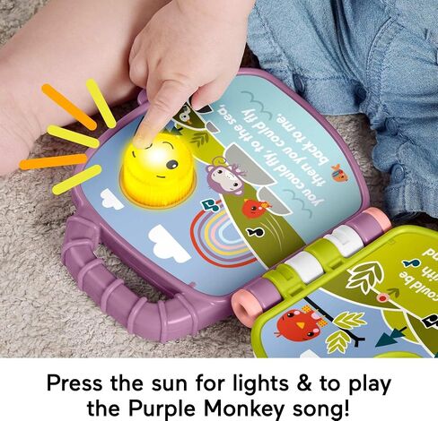 Fisher-Price Baby Toy Purple Monkey Musical Storybook with Lights & Sounds for Infants & Toddlers Ages 6+ Months in Saudi Arabia