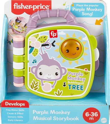 Fisher-Price Baby Toy Purple Monkey Musical Storybook with Lights & Sounds for Infants & Toddlers Ages 6+ Months in Saudi Arabia