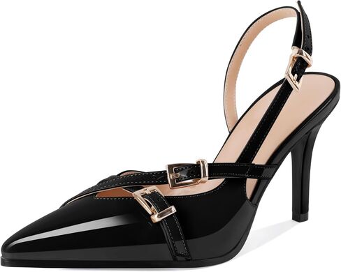 Soireelady حريمي بكعب Slingback بمقدمة مدببة وكعب عالي بكعب ستيليتو حذاء بحزام بإبزيم D'Orsay فساتين راقية أحذية 3.5 بوصة in Kuwait